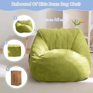 Maxyoyo kids bean bag chair bean bag couch with handle comfy toddler chair for boys and girls accent sofa chair with pocket for gaming reading relaxing green  urban country home decor