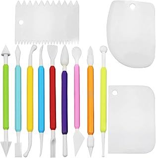 KingYH 9 Pièces Outils de Modelage Fondant et Grattoir Pâte Décoration de Gâteau Sugarcraft Sculpture Outils Kit pour Décorer Tous les Gâteaux Desserts Gâteaux Fondantsv Bscuits Pâtisseries