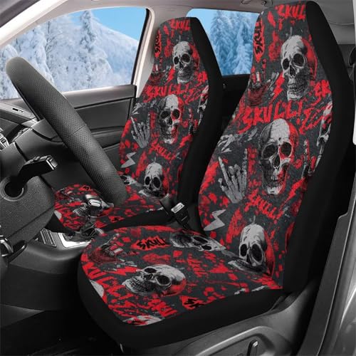 Housse de siège de voiture avant crâne 52x138cm pour SUV et camionnette