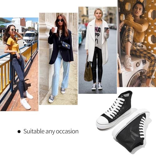 Image of hash bubbie High Top Canvas Sneakers Fashion Walking Shoes | high tops non slip on walking breathable casual comfortable lace up tennis shoes