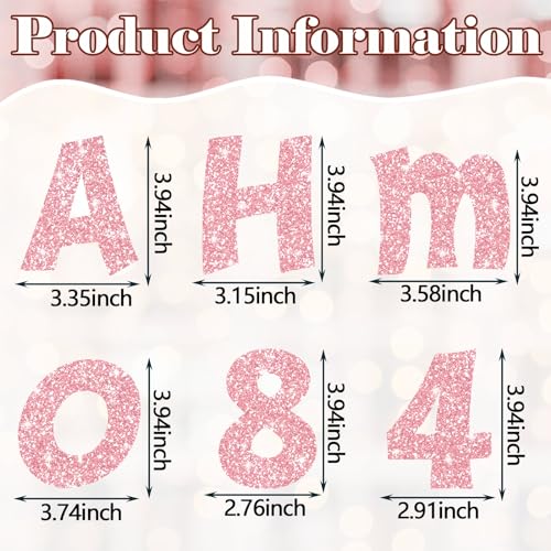 Image of Colarr 216 Pcs Glitter Bulletin Board Letters for Classroom Number Alphabet Punctuation Symbol Cutout 4'' Die-Cut Poster Letter with Adhesive Dot School Party Holiday Decor Display(Light Pink)