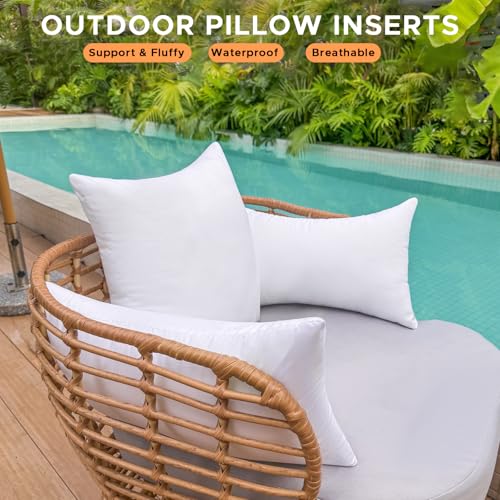 OTPIPCS Wasserdicht Kissenfüllung 40 x 40 cm 4er Set Outdoor Kissen für Couch Gartenmöbel Patio Kissen Weiße Quadratische Kopfkissen Kleine Sofa Dekorative Zierkissen