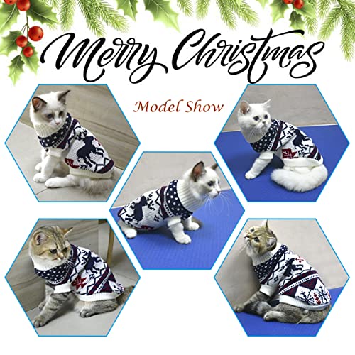 Vehomy Christmas Dog Sweater Xmas Dog Cat Winter Clothes Xmas Kitten Turtleneck Pullover Knitwear With Christmas Tree Reindeers Snowflakes Pattern Puppy Warm Sweater For Kittens Small Dogs Xl #TOP4