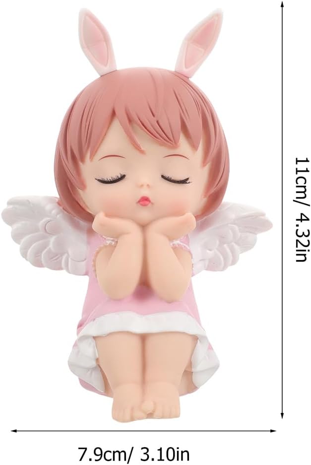 Abaodam 2Pcs Angel Cake Toppers Cute Girl Cake Decoration Figurines Non-Edible Ornaments for Kids Birthday Parties Baking Party Decorations Desktop Ornament