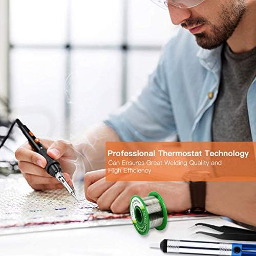 Preciva 11 in 1 Soldering Iron Set, 60W Soldering Iron Temperature Adjustable 220~480°C, 5 Soldering Tips, Solder Bar, Soldering Iron kit with ON/Off Switch for Electrical Maintenance (Black)