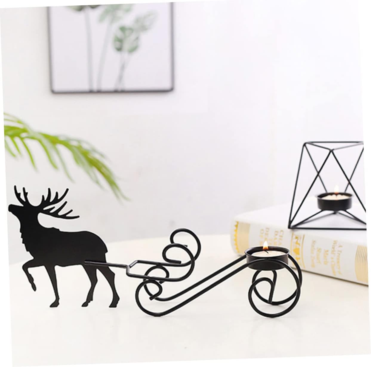 1set Christmas Elk Candlestick Holders Candle Holders for Home Hotel Unique Design for Romantic Atmosphere Festive Celebrations