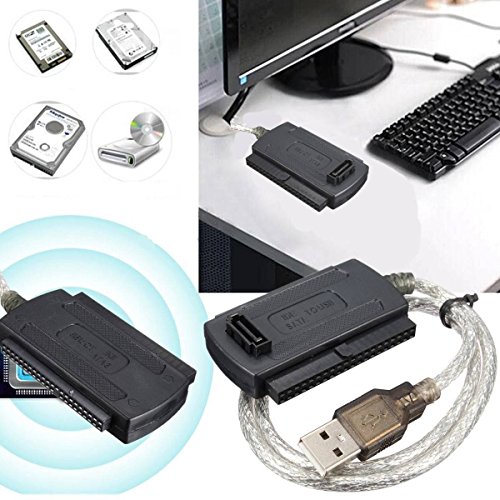 Cable adaptador USB 2.0 a IDE SATA 2.5/3.5 HDD negro miniatura 4