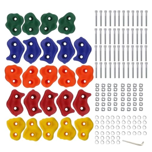 Image of Multisize Rock Climbing Holds Play Set for Kids, Adult Wall Climbing Stone for DIY Children Playground Wall /Wood Block (Pack of 24)