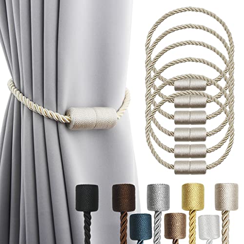 6 Pack Beige Strong Magnetic Curtain Tiebacks Outdoor Elegant Dec...