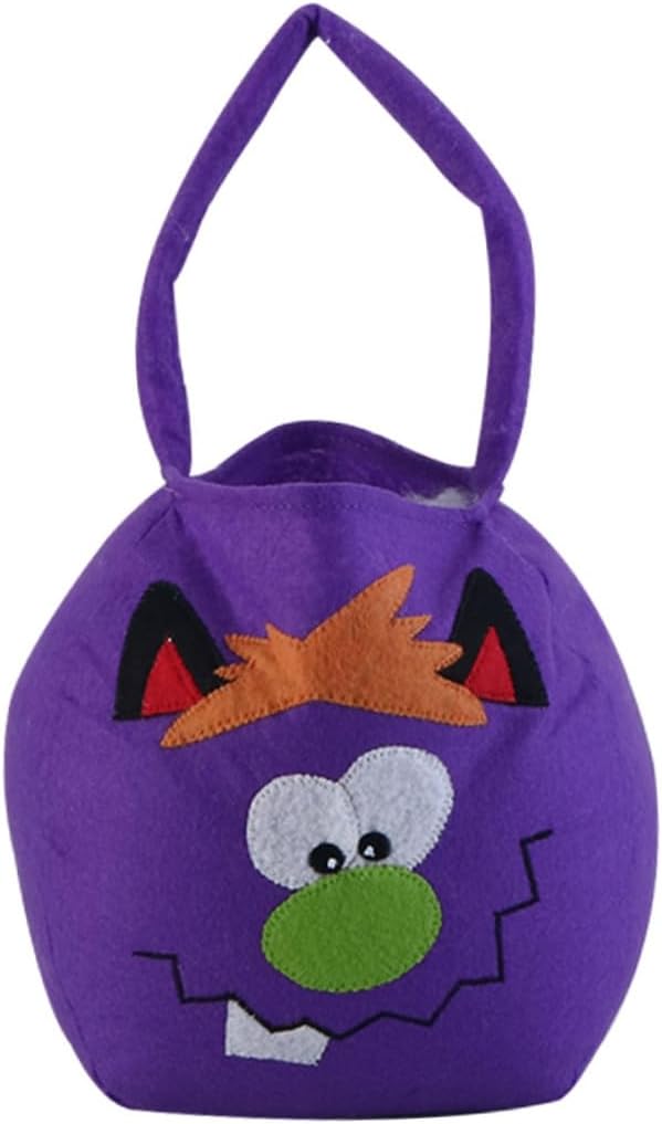 WHAMVOX Halloween Candy Pouch Purple Short Plush Handheld Storage Bag