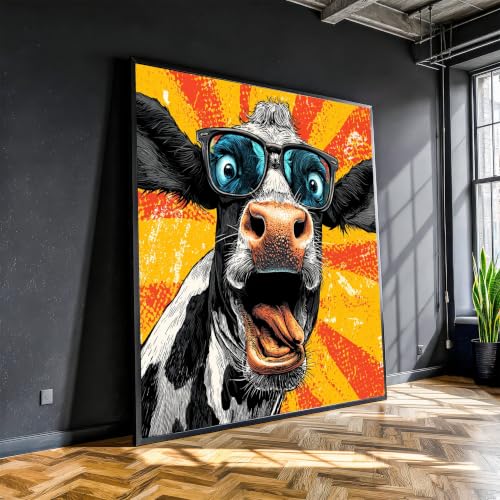 Tableau de vache humoristique pour cuisine déco ferme moderne 30cm