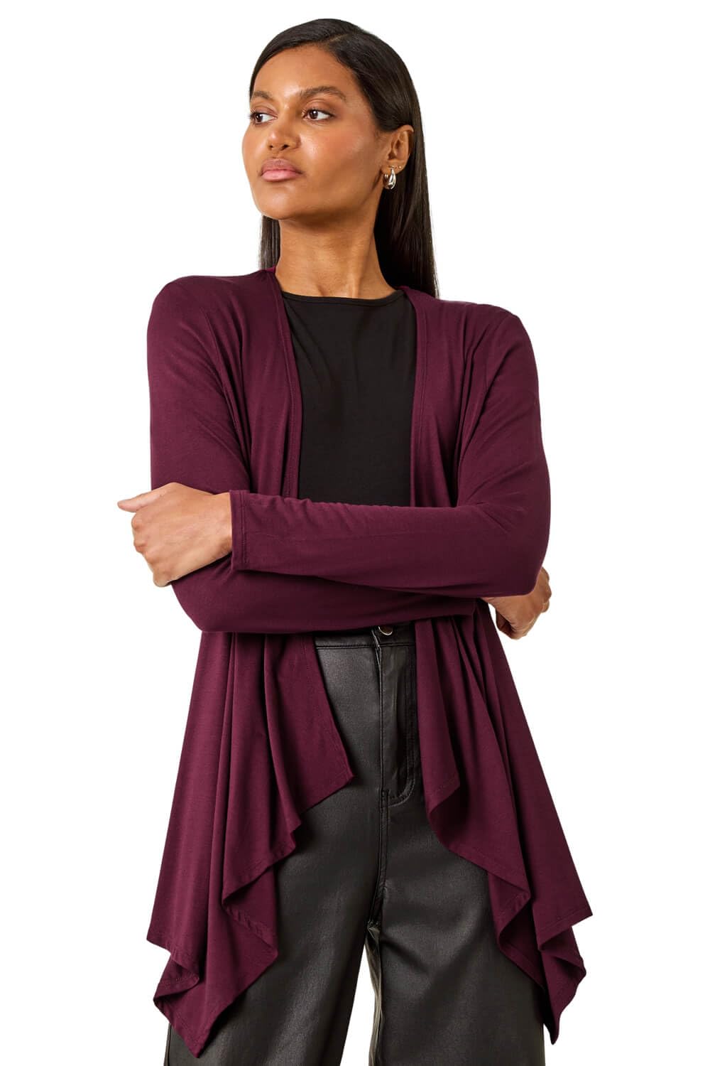 Roman - Women's - Waterfall Cardigan - Size 16 - Burgundy