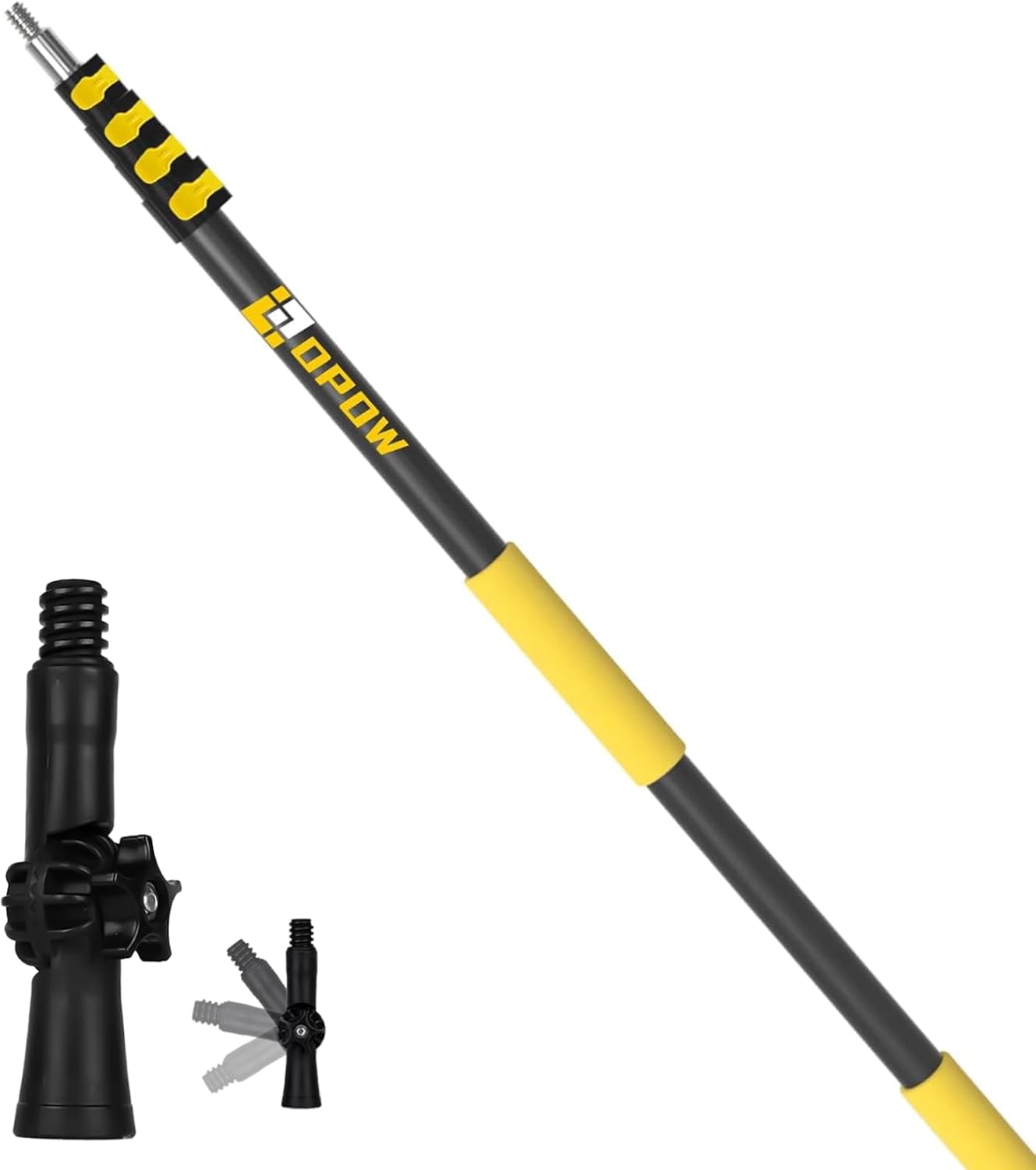 7-18 ft Telescopic Extension Pole with Threaded Universal Joint Angle Adaptor for High House Cleaning, Dusting and Painting