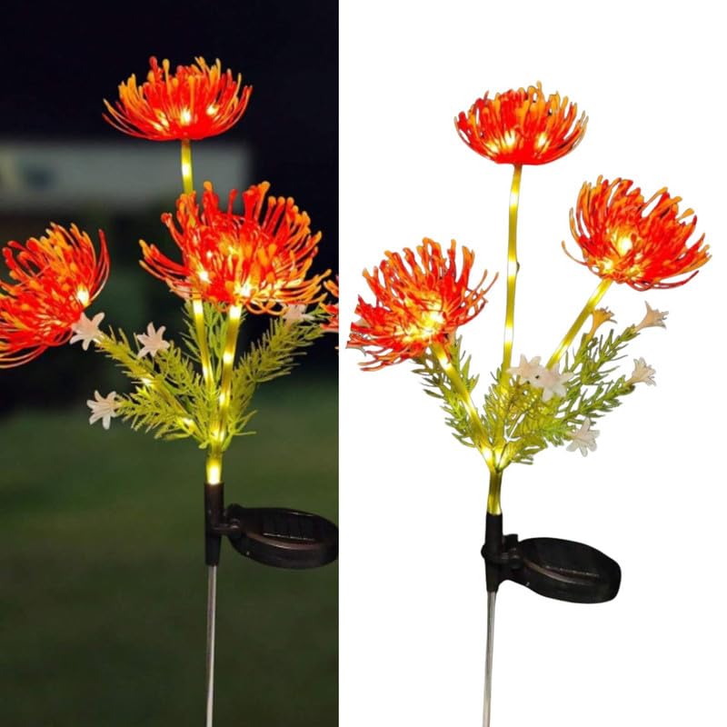 Homehop Solar Light Outdoor Home Waterproof Flower Decorative Lamp with 20 LED for Balcony, Pathway, Courtyard, Home Decor & Auto On/Off (Warm White-ABS)