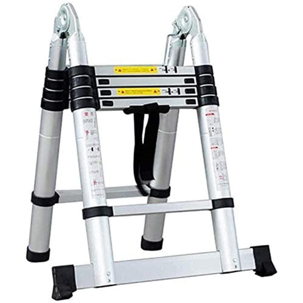 A-Frame Telescopic Ladders Aluminum Professional Telescoping Ladders for Engineering Loft Folding Multi Purpose Extension Ladder 330Lbs Load-1.9M/6.2Ft