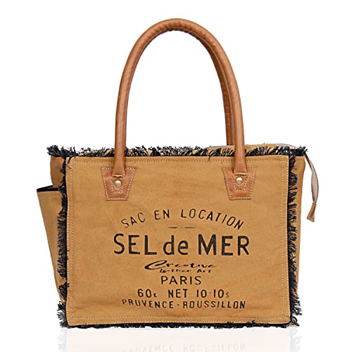 Image of Sel de Mer Canvas Tote Bag for Women, Shoulder Bag, Casual Everyday Bag, Beach Bag, Travel Bag, Shopping Bag
