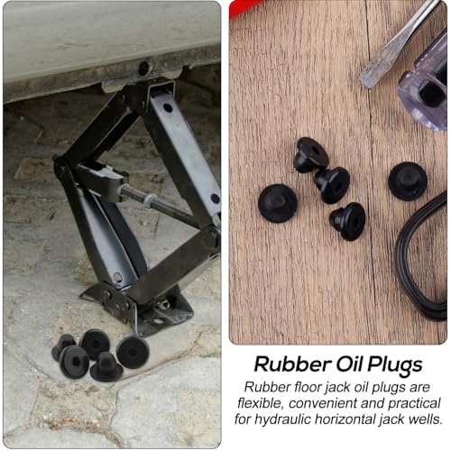 Image of BOXOB 6pcs Rubber Jack Oil Plug, 0.33in Flat Head Waterproof Black Rubber Hydraulic Horizontal Floor Bottle Jack Oil Filler Plug Replacement Accessories