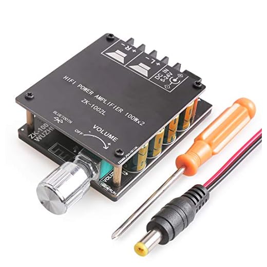 DAMGOO Bluetooth Amplifier Board, 100W+100W Peak Output Power, 2.0 Channel DC:8-24V, Password Free Connect, BT 5.0 AMP Board for DIY Wireless Speakers Board