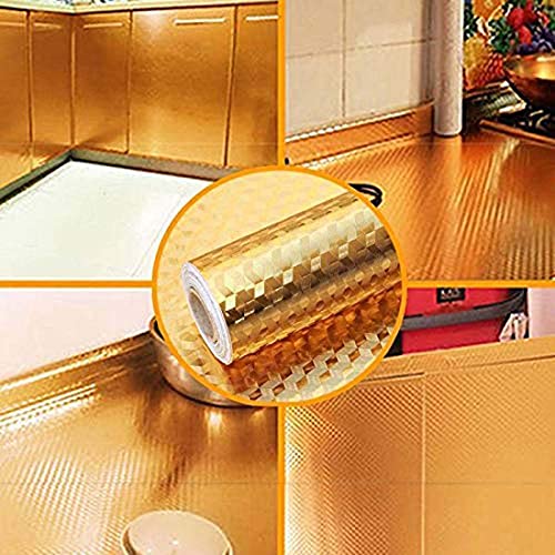 Image of KASHIVAL Wall Stickers for Home Decor Wallpaper for Bedroom for Wall Sticker Kitchen Wallpaper Oil Proof Waterproof Home Decor Items Living Room Decor Items for Bedroom (Size : 60*200 cm) (Gold Hexa A31)