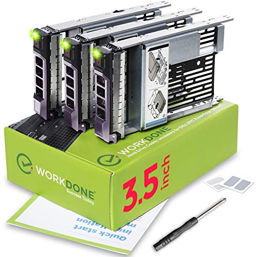 WorkDone 3-Pack - 3.5 inch Hard Drive Caddy with 2.5 inch HDD Adapter - KG1CH Compatible for Listed Dell PowerEdge Servers - Manual - Sled Front Sticker Labels - Screwdriver - Added HDD Tray Screws