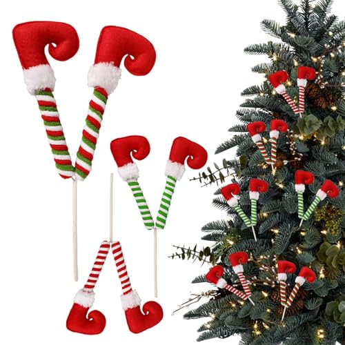 ycezw Christmas Tree Foot Picks, Christmas Tree Feet Picks, Stuffed Leg Tree Decoration - 3 Striped Plush Leg Picks for Christmas Tree Party Home Decorations
