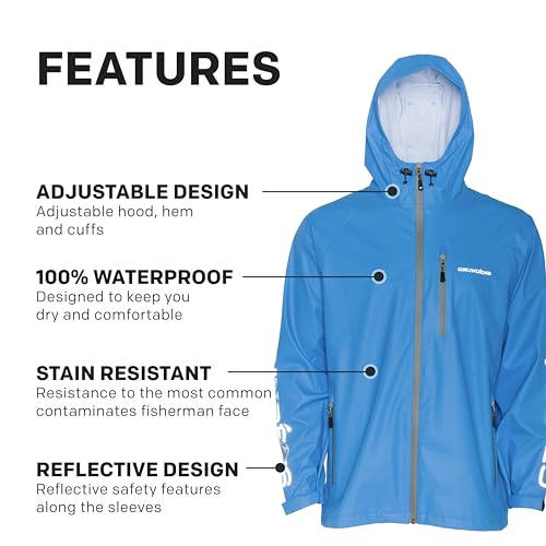 Grunden’s Men’s Tourney Jacket - Hooded Waterproof Fishing Jacket, Lightweight Athletic Fit, Packable Rain Coat4