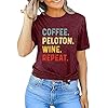 Coffee-Wine-Repeat-T-Shirt-Women-Letter-Print-Tee-Shirt-Drinking-Alcohol-Shirt-Wine-Lovers-Shirt-Tops Coffee Shirts for Women Graphic Tees Shirt Coffee Letter Print Shirt Tops Funny Saying (Wine Red, Medium)