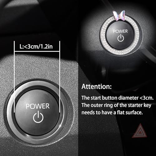 Image of ORIESSE Bee Car Accessories,Engine Start Button Black Ring | Girly Push Start Stop Button Decor, Bling Ignition Ring Charm,Cute Car Gift