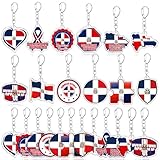 Neptniopllab 24pcs Dominican Republic Acrylic Keychains for Dominican Republic Party Decoration Favor Dominican Flag Souvenir Gift Friends Women Bag Charm