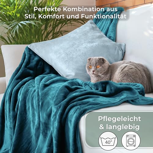 Gräfenstayn® Kuscheldecke Cashmere-Feeling - super weich & flauschig - Dicke & warme Fleecedecke - kuschelige Sofadecke, Wohndecke & Tagesdecke - Überwurf Decke Sofa, Couch (Petrol-Grün, 150x200 cm)