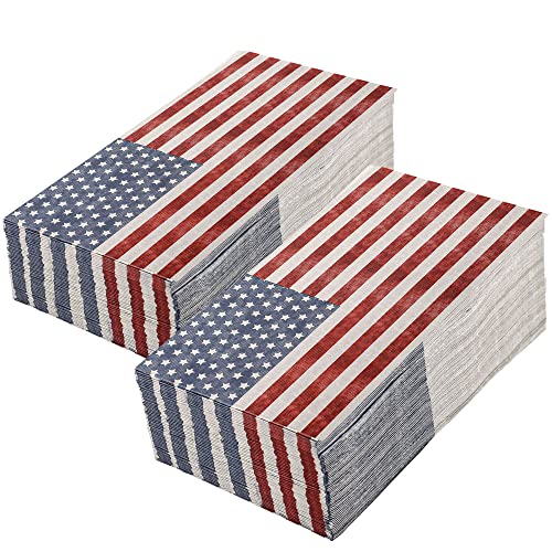 100 Pieces Patriotic Guest Napkins American Flag...