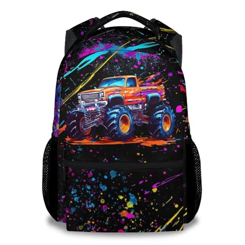 Truck Backpack for Boys, 17 Inch Colorful Backpacks for Kindergarten, Durable Bookbag for Teens