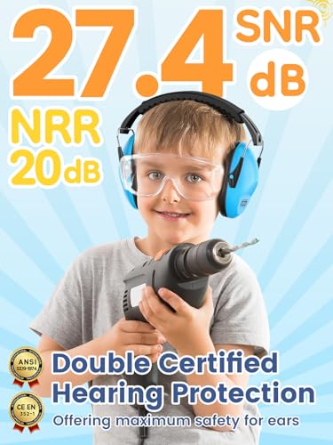 Image of Dr.meter Ear Muffs for Noise Reduction: EM100 27.4SNR Kids Noise Cancelling Headphones with Adjustable Headband - Adults Kids Ear Protection for Monster Truck Concert Autistic Sensory 2PACK