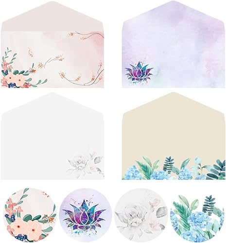 Miniatura 4 de Papel de escritura de papelería con sobres, 4 hojas de papelería decorativas de diferentes estilos, impresión de doble cara, 32 papeles de papelería