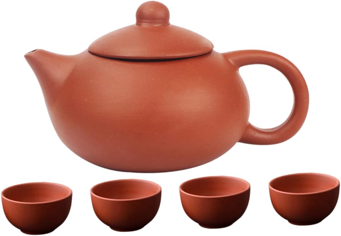 Luxshiny Handcrafted Purple Clay Tea Pot Sets 4 Cups 1 Pot Teaware for Office Home Travel