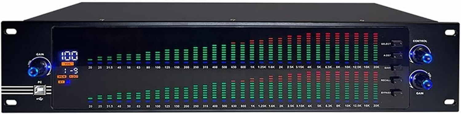 Kanduo Ecualizador estéreo de Audio Ecualizador de Audio de Doble Canal, procesador Ecualizador Digital Profesional de 31 Bandas con Pantalla LCD HD y Chip de procesamiento DSP.