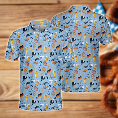 Octoberfest Polo Shirts for Men - German Beer Festival Mens Oktoberfest Shirt Short Sleeve Print Golf Polo T-Shirt2