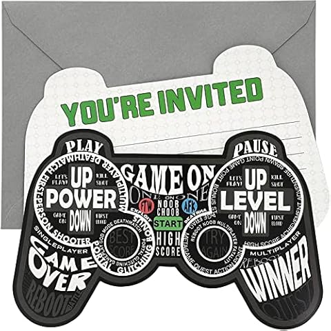 Juvale 24 Pack Video Game Party Invitations Cover