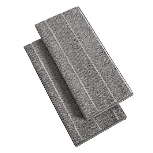 Microfiber Kitchen Towels - Super Absorbent, Soft and Solid Color Dish Towels, 8 Pack (Stripe Designed Grey and White Colors), 26 x 18 Inch