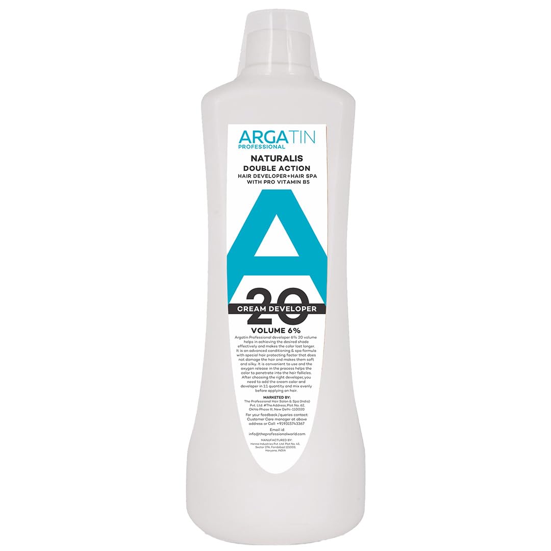 ARGATIN Professional Naturalis Hair Color Developer 20 Volume 6% - 1000ml | Cream Developer for Hair Colour | 2in1 Formula Hair Developer + Hair Spa with Pro Vitamin B5-picture-32