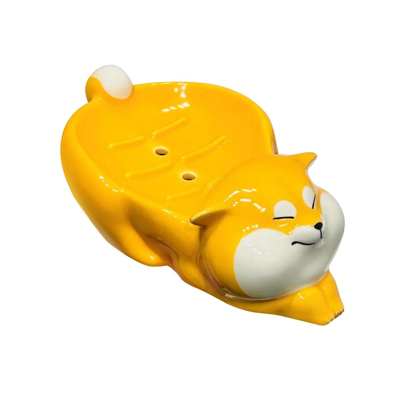 Soap Dish Bar Case Non Slip Container Shiba Inu Shape Creative With Drainer Ceramic For Sink Kitchen Shower Home Decor