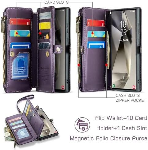 Defencase for Samsung Galaxy S23 Ultra Wallet Case with Card Holder, Purple Detail