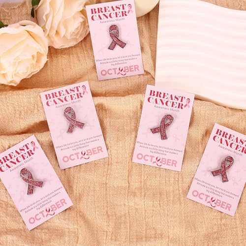 25/50/100 Sets Breast Cancer Awareness Pins, Pink Ribbon Enamel Lapel Pins Bulk Breast Cancer Awareness Item Accessories for Cancer Survivior Women Decoration Gift4
