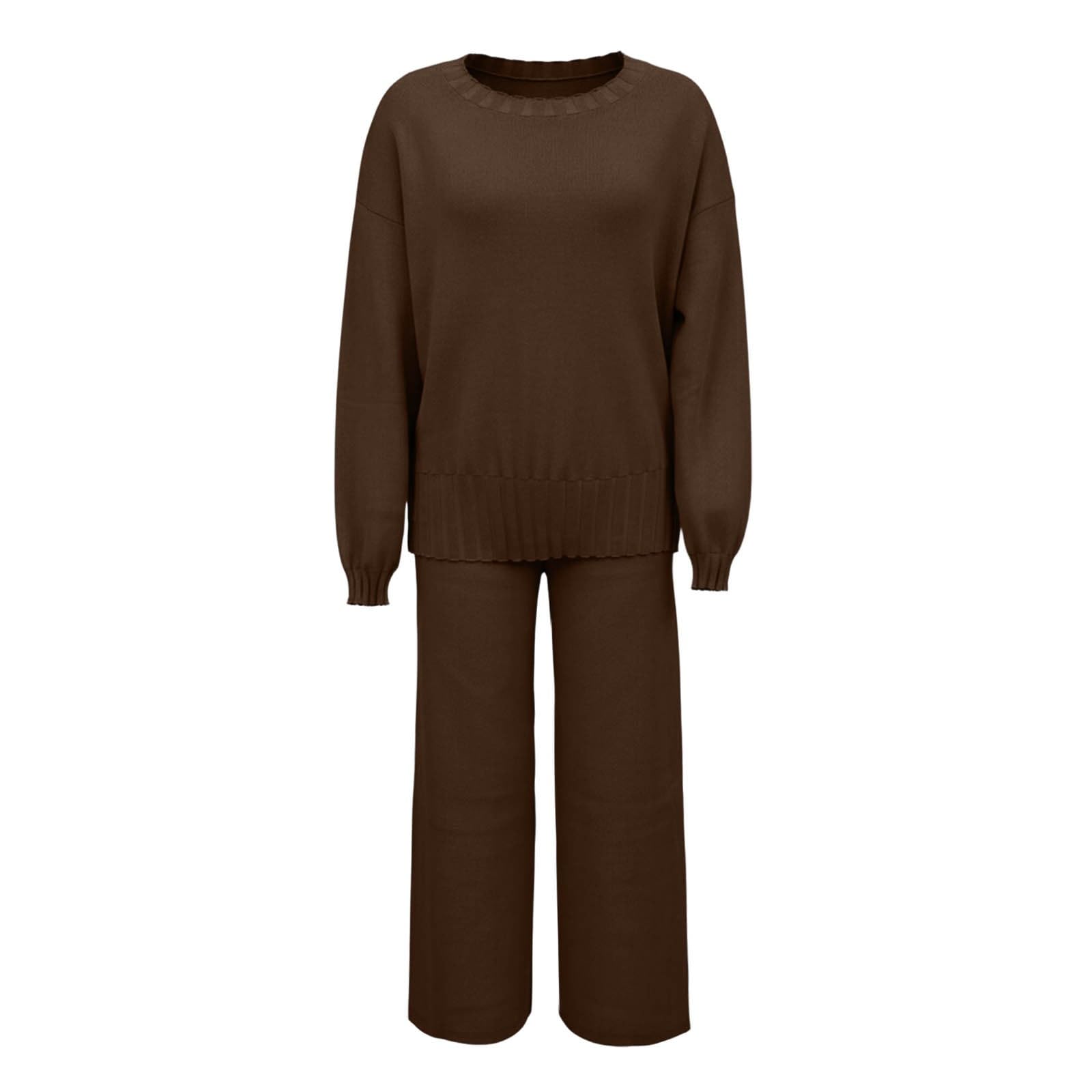 Weiches Strick-Sweatshirt mit weiter Jogginghose als lässiges Zweiteiler-Set für Damen in Übergröße