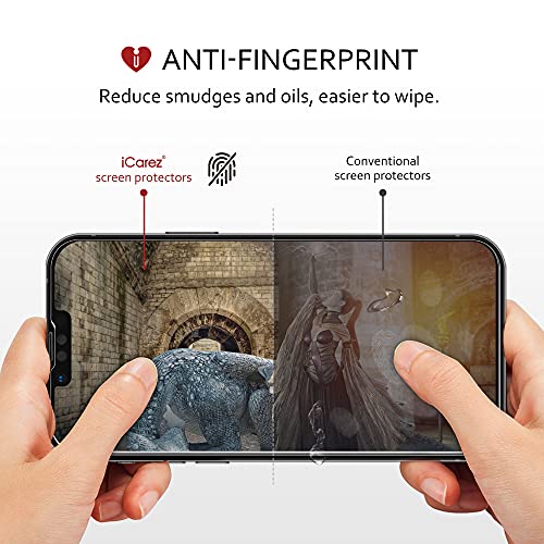 Icarez Tempered Glass Screen Protector For Iphone 14 Iphone 13 Iphone 13 Pro 6.1 Inches 2021 [3-Pack] Tray Installation (Case Friendly) Easy Apply #TOP4