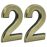 iMustech Mailbox Numbers, 2 Pcs/Set Solid Self-stick Number 2 for Mailbox, Door, Apartment, Hotel, 2-3/4 Inch, 3D Metal Brass
