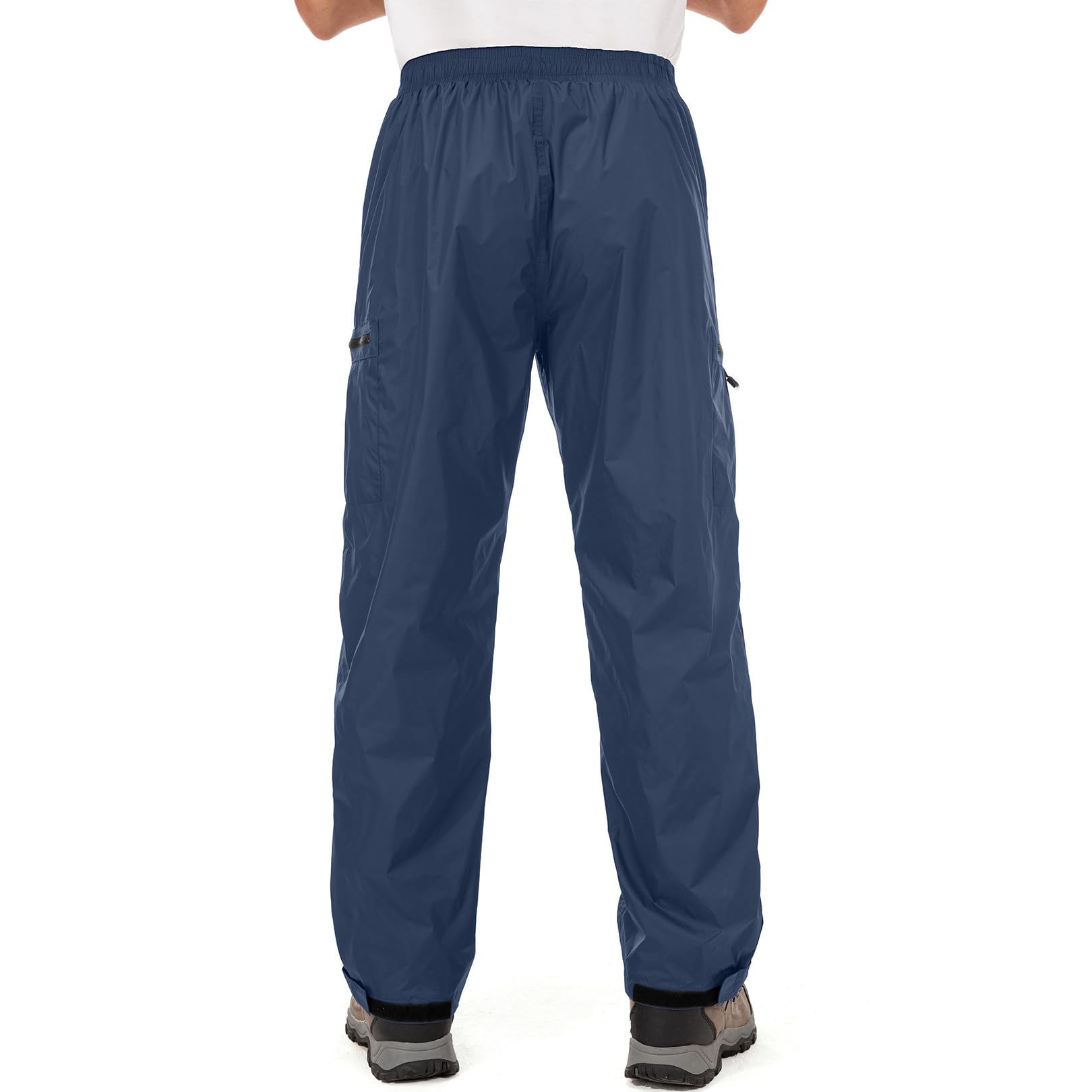 Men's Rain Pants Waterproof Rain Over Pants Windproof Hiking Pants for Outdoor Fishing Golf Motorcycle Cycling (1089 Blue L)