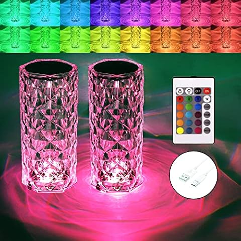 Night Light Table Lamp RGB Color Changing LED Lights Crystal Diamond Touch Control Desk Lamp Cover