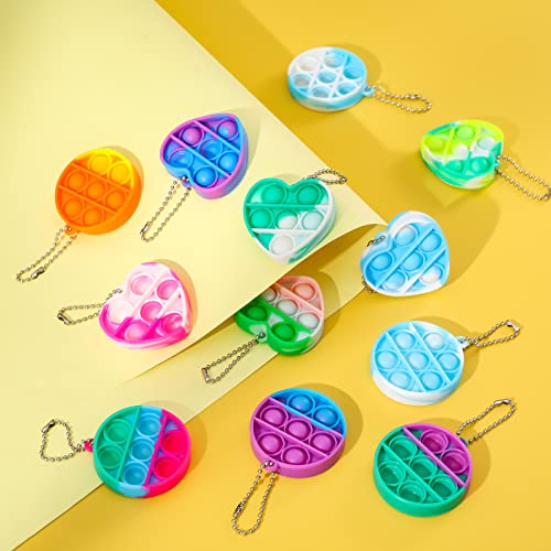 Smilcloud 12 Stck Mini Pop Bubble Fidget Schlsselanhnger Silikon Sensory Toy Mini Pop Pop Push Schlsselbund Set Popit Keychain fr Erwachsene und Kinder (Zufällige Farbe)