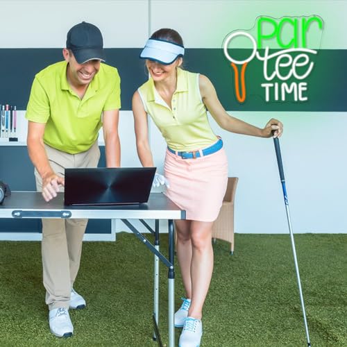Image of Golf Neon Sign for Wall Decor Golfing Neon Light Par Tee Time Golf LED Neon Sign Golf Ball LED Neon Light for Bedroom Golf Club Sports Room Competition Venue Decoration, green&white